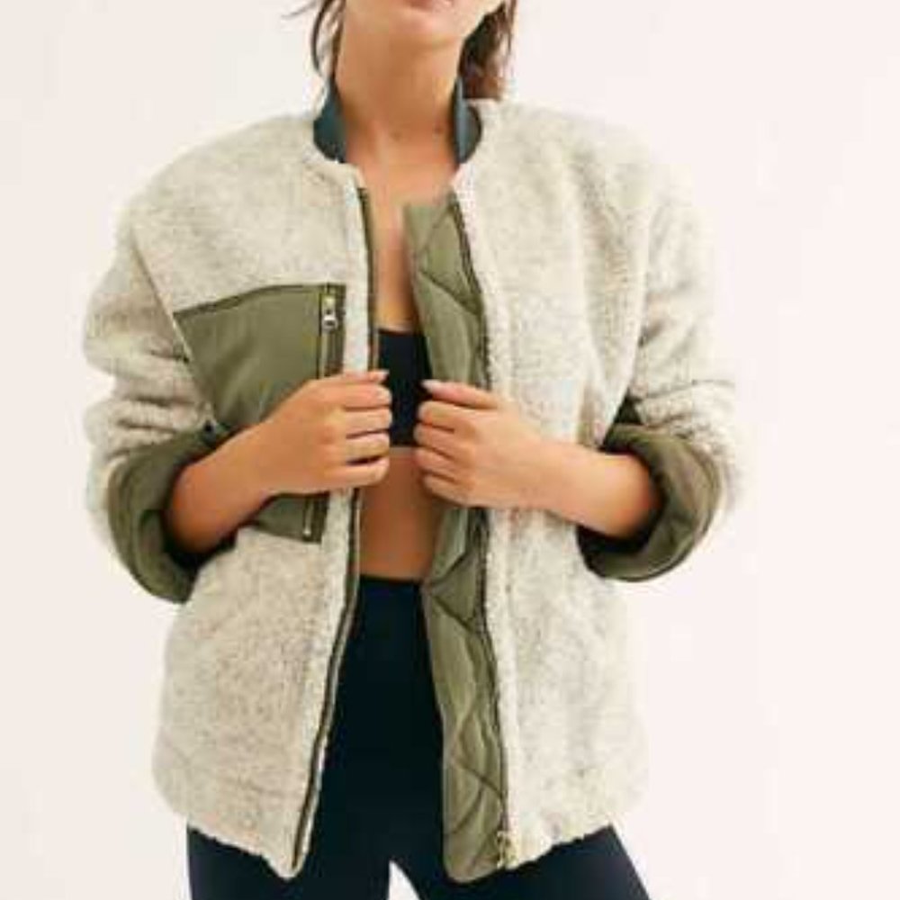 We The Free Rivington Sherpa Green Jacket LARGE NWT